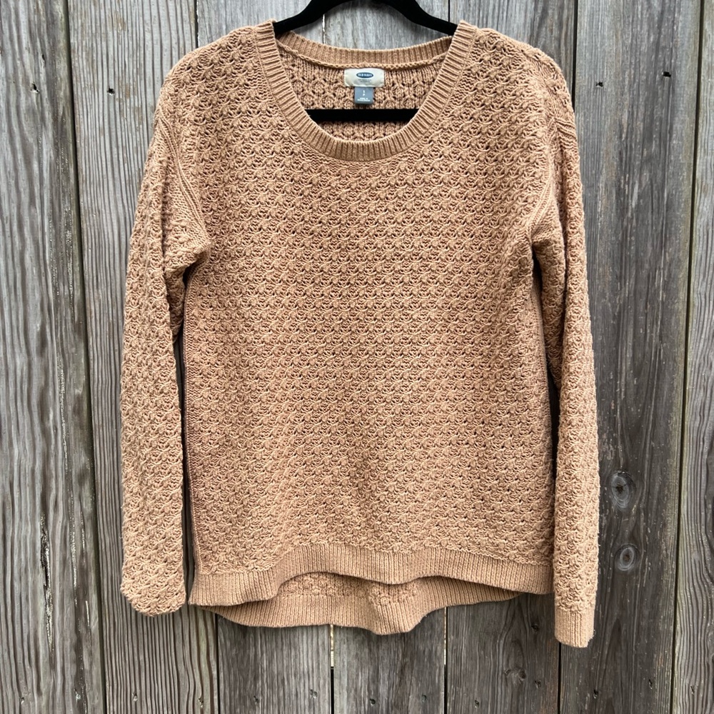 Old Navy Scoop Dark Sand High Low Hem Sweater Small - Picture 2 of 8